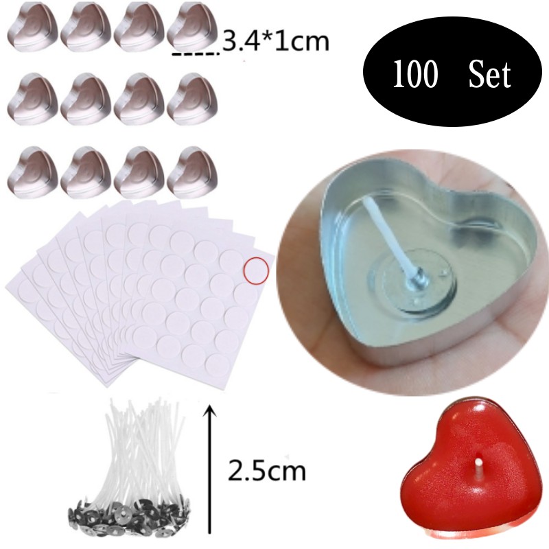 Candle Holder Set - 100 Sets Heart shaped Empty Aluminum