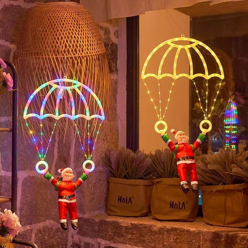 Pendant Lighting Christmas Decor - String Lights LED Santa Parachute Christmas