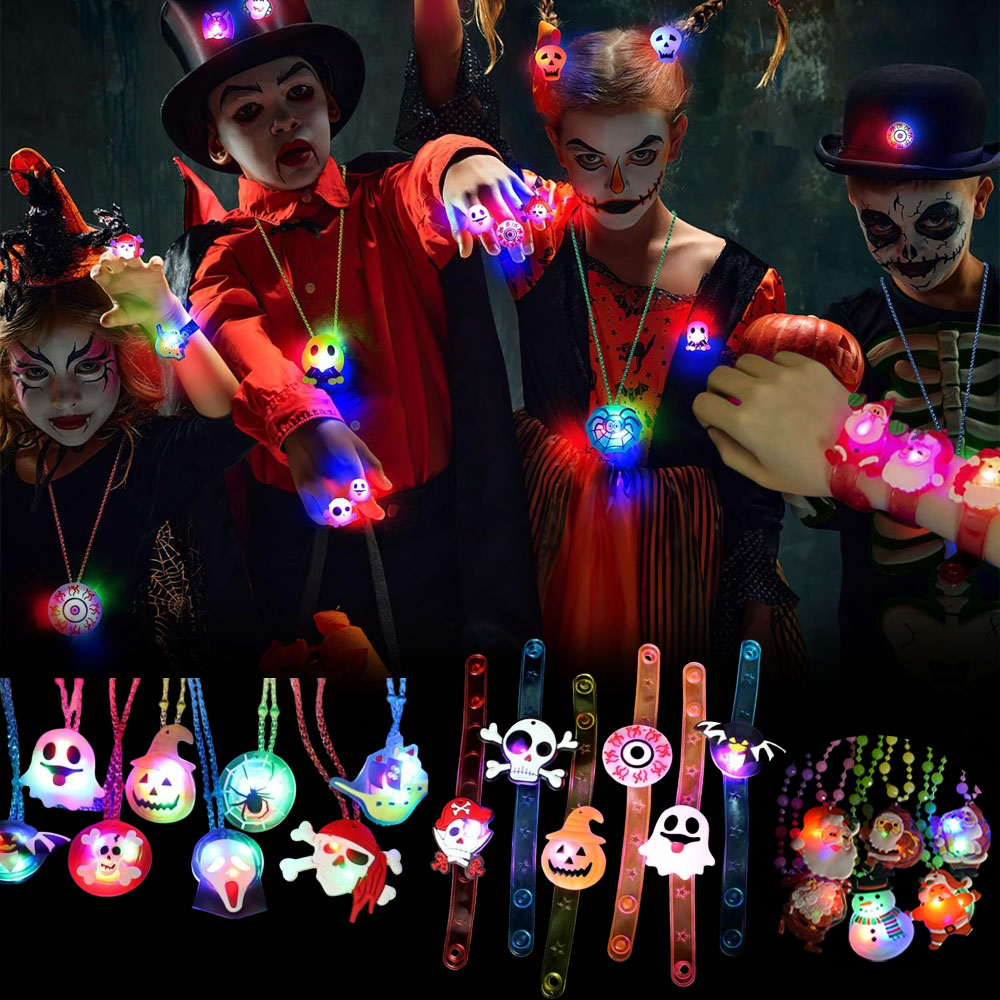 Pendant Lighting Christmas Decor - 12-120PCS Halloween Christmas Glow Necklace Bracelet
