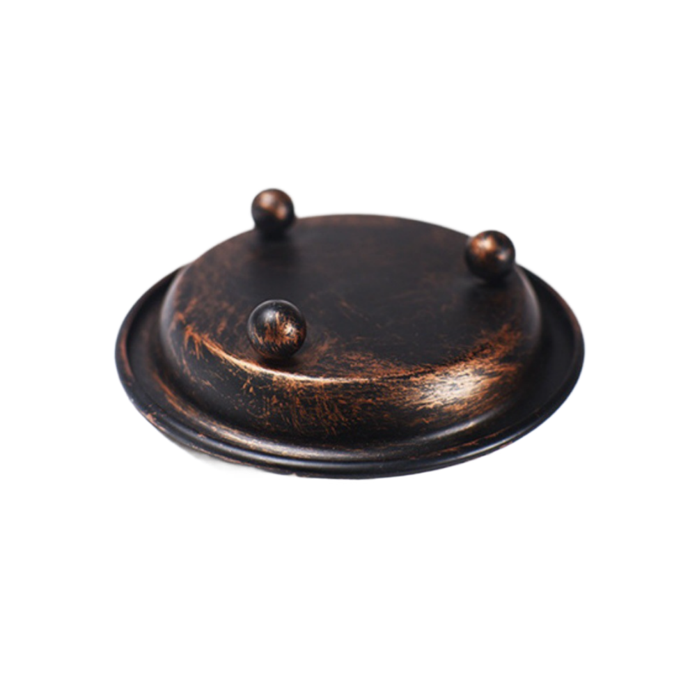 Candle Holder Set - Elegant Black Gold Round Candle Tray
