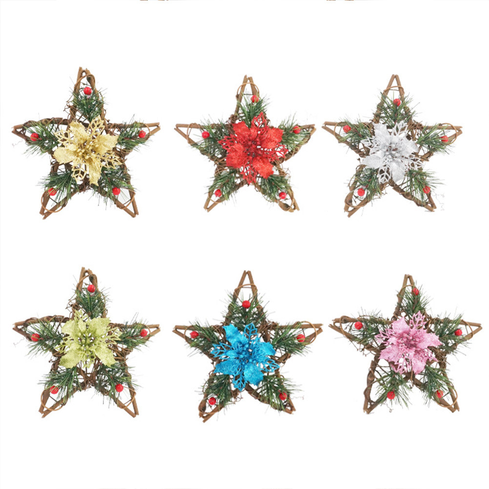 Pendant Lighting Christmas Decor - 3Pcs Five-Pointed Star Rattan Weave Christmas