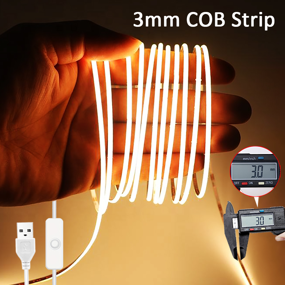 3mm Ultra Thin Led COB Strip U - đánh giá và giá Decor Lighting Hours