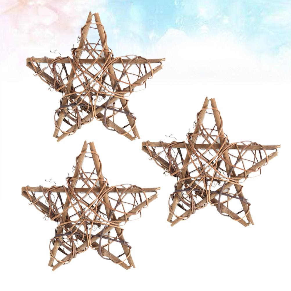 3Pcs Five-Pointed Star Rattan  - đánh giá và giá Pendant Lighting Christmas Decor