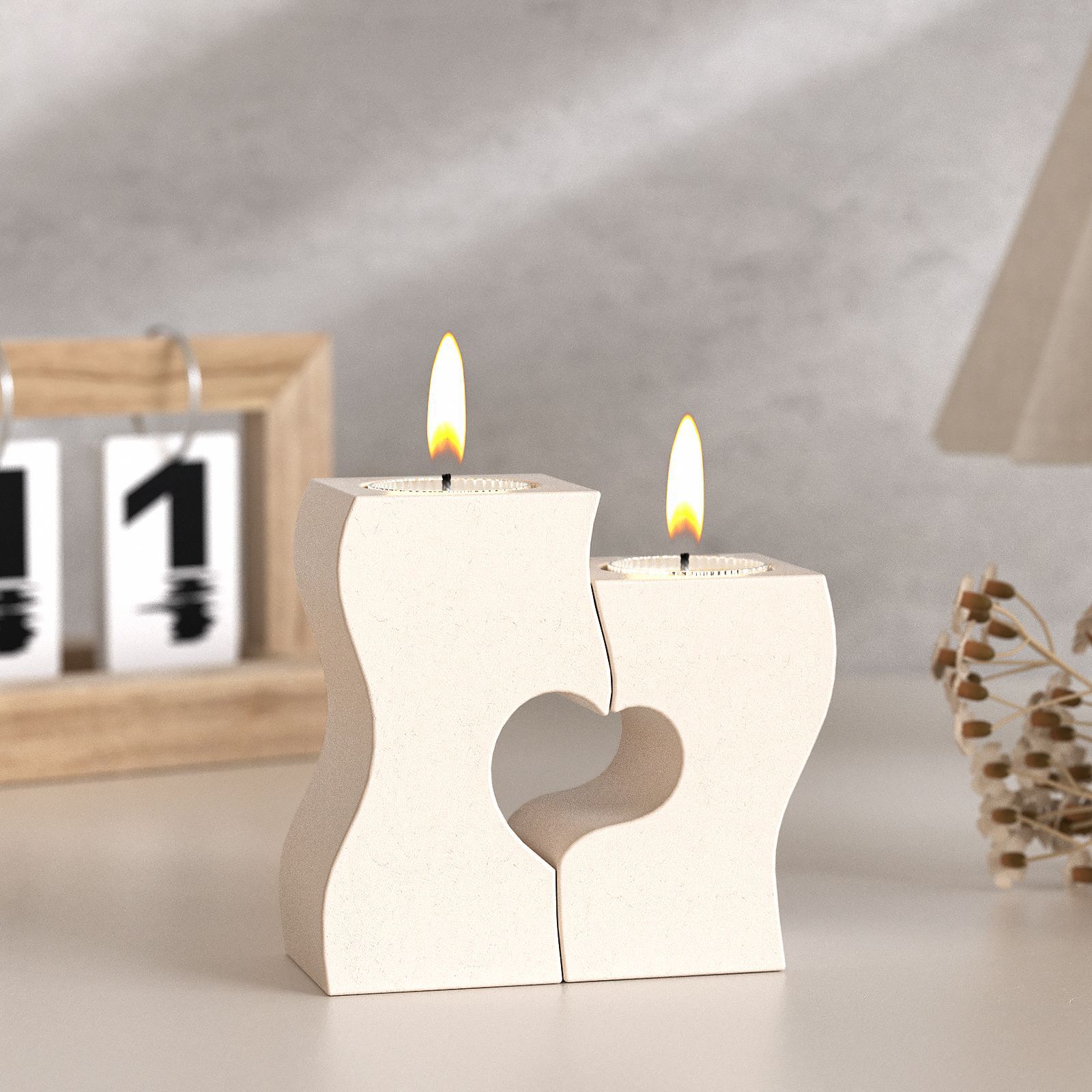 S Heart Candlestick Silicone M - đánh giá và giá Candle Holder Set