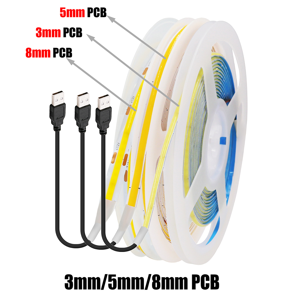 5V USB 3MM 5MM PCB COB LED Str - đánh giá và giá Decor Lighting Hours